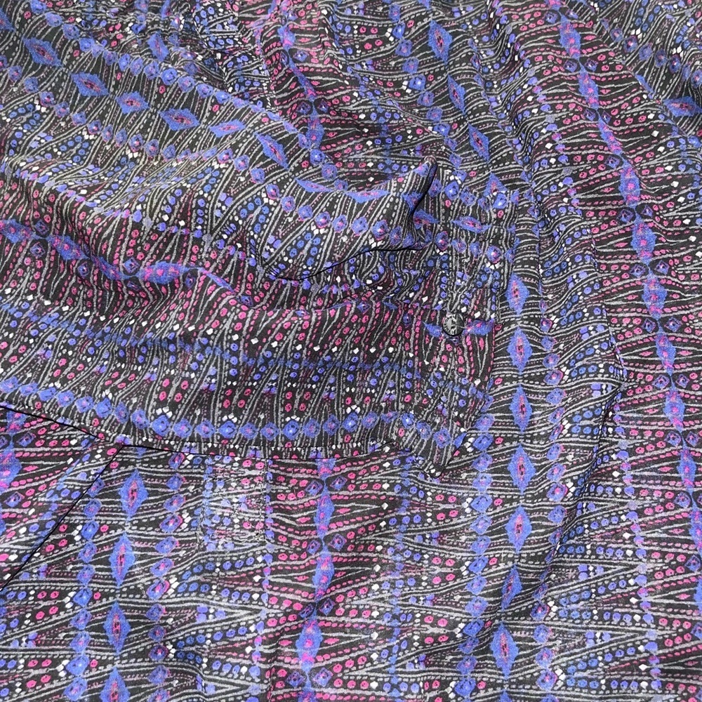 American eagle Poly Chiffon Peasant Blouse Tunic Blue Pink woman’s size small - Picture 4 of 5